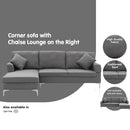 Sarantino Linen Corner Sofa Couch Lounge L-shape W/right Chaise Seat Dark Grey-8