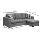 Sarantino Fontana Pullout Sofa Bed with Storage Chaise Lounge - Grey-3