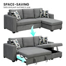 Sarantino Fontana Pullout Sofa Bed with Storage Chaise Lounge - Grey-11