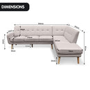 Sarantino Faux Linen Corner Sofa Lounge L-shaped Chaise Light Grey-8