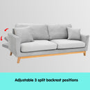 Sarantino 3 Seater Faux Velvet Sofa Bed Couch Furniture Light Grey-5