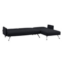 Sarantino  Mia 3-Seater Sofa Bed with Chaise & 3 Pillows - Black-2