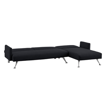 Sarantino  Mia 3-Seater Sofa Bed with Chaise & 3 Pillows - Black - 0