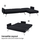Sarantino  Mia 3-Seater Sofa Bed with Chaise & 3 Pillows - Black-8