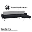 Sarantino  Mia 3-Seater Sofa Bed with Chaise & 3 Pillows - Black-9