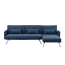 Sarantino Mia 3-Seater Sofa Bed with Chaise & 3 Pillows - Blue-1
