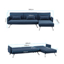 Sarantino Mia 3-Seater Sofa Bed with Chaise & 3 Pillows - Blue-4