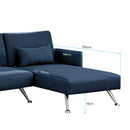 Sarantino Mia 3-Seater Sofa Bed with Chaise & 3 Pillows - Blue-7