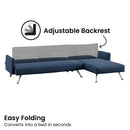 Sarantino Mia 3-Seater Sofa Bed with Chaise & 3 Pillows - Blue-9