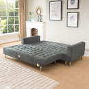 Sarantino Faux Velvet Corner Wooden Sofa Bed Couch with Chaise - Grey-6