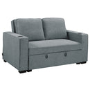 Sarantino Hoffman Linen Sofa Bed with Cushions & Cup Holders Airforce Blue-1