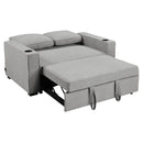 Sarantino Hoffman Linen Sofa Bed Chair With Cushions &cup Holders Light Grey-5