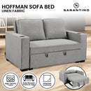 Sarantino Hoffman Linen Sofa Bed Chair With Cushions &cup Holders Light Grey-11
