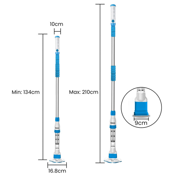 Aquajack Cordless Rechargeable Spa and Pool Vacuum Cleaner with Telescopic Pole & 2 Heads - 60 Min Runtime