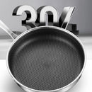 Stainless Steel Frying Pan Non-Stick Cooking Frypan Cookware 30cm Honeycomb Single Sided without lid-7