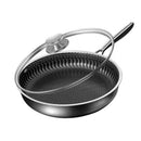 316 Stainless Steel Frying Pan Non-Stick Cooking Frypan Cookware 32cm Honeycomb Double Sided without lid-2