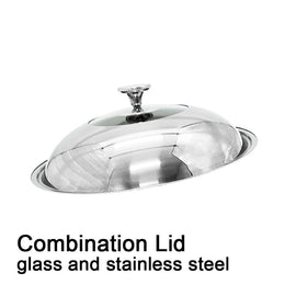 304 Stainless Steel 32cm Non-Stick Stir Fry Cooking Kitchen Wok Pan with Lid Honeycomb Double Sided - 0