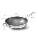 34cm 304 Stainless Steel Non-Stick Stir Fry Cooking Kitchen Wok Pan without Lid Honeycomb Double Sided-5