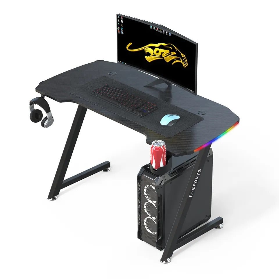 120cm New Arrive Computer Table Z Shaped Gaming Desk With RGB Led Lights Gaming Tables - 0