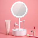 Ecoco Smart LED Light Cosmetic Makeup Mirror USB Touch Screen Home Desk Vanity 360° Pink-4