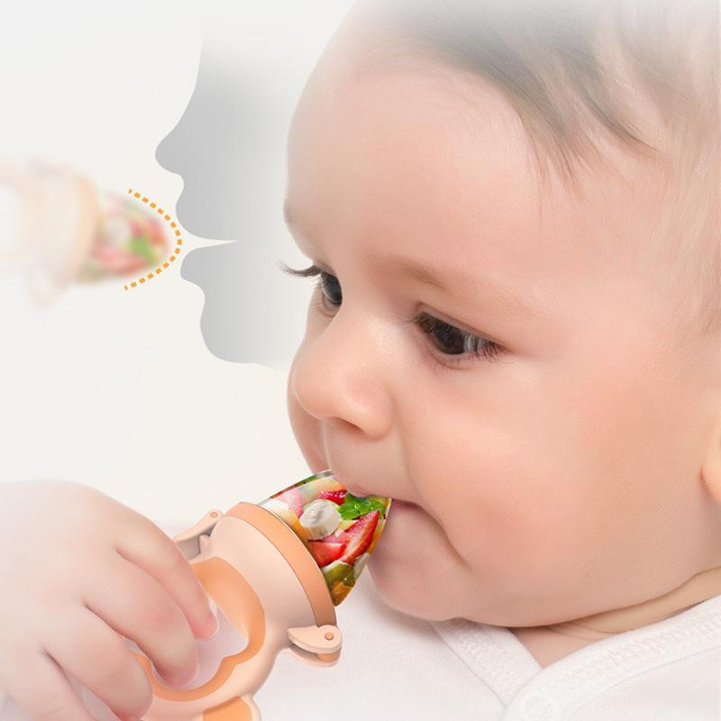 2 X Newborn Baby Food Fruit Nipple Feeder Pacifier Safety Silicone Feeding Tool Blue Large - 0