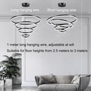 Black 3 Rings Minimalist LED Pendant Light Adjustable Circular Chandelier-6