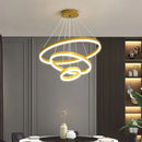 Gold 3 Rings Minimalist LED Pendant Light Adjustable Circular Chandelier-1