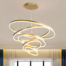 Gold 3 Rings Minimalist LED Pendant Light Adjustable Circular Chandelier-9