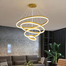 Gold 3 Rings Minimalist LED Pendant Light Adjustable Circular Chandelier-10