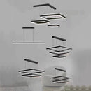 Modern Minimalist Square Pendant Light Adjustable LED Chandelier Double Layer(straight base)-2