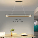 Modern Minimalist Oval Pendant Light Adjustable LED Chandelier Black-6