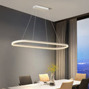 Modern Minimalist Oval Pendant Light Adjustable LED Chandelier Black-8