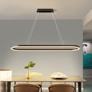 Modern Minimalist Oval Pendant Light Adjustable LED Chandelier Black-9