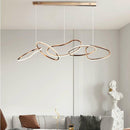 Nordic Minimalist Rose Gold LED Pendant Light Adjustable Modern Ring Chandelier 120cm-4