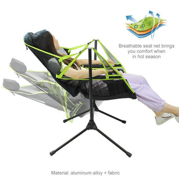 Camping Chair Foldable Swing Luxury Recliner Relaxation Swinging Comfort Lean Back Outdoor Folding Chair Outdoor Freestyle Portable Folding Rocking Chair Blue - 0