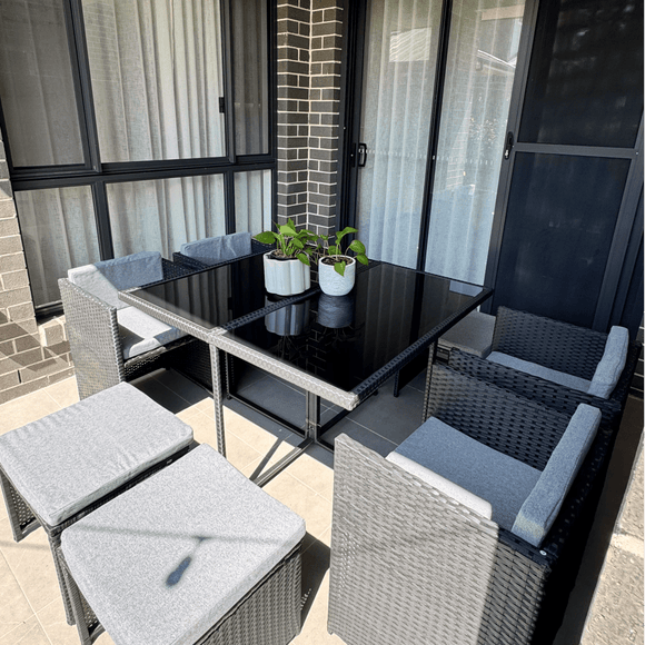 Horrocks 8 Seater Outdoor Dining Set-Black