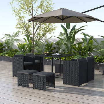 Horrocks 8 Seater Outdoor Dining Set-Black - 0