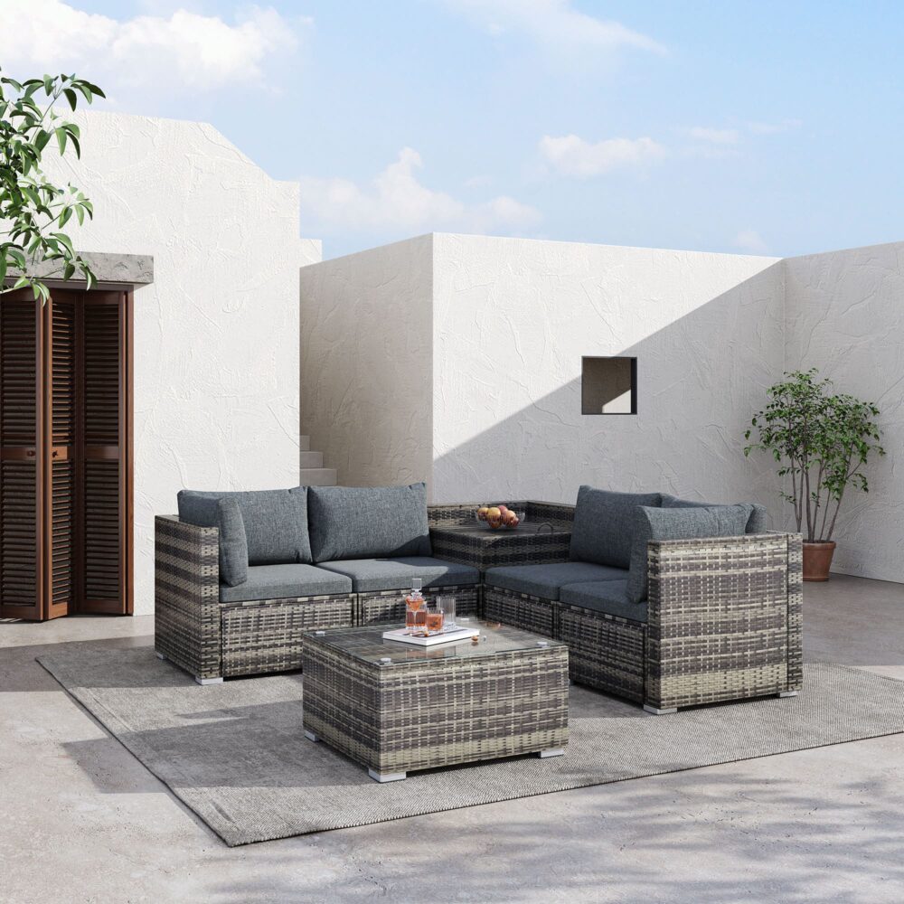 6PCS Outdoor Modular Lounge Sofa Coogee-Grey - 0