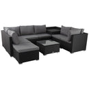Large Modular Outdoor Ottoman Lounge Set in Black-5