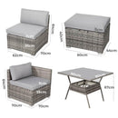 8PC Outdoor Dining Set Wicker Table &amp; Chairs-Grey-14