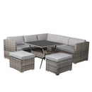 8PC Outdoor Dining Set Wicker Table &amp; Chairs-Grey-4