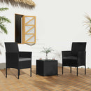 3PC Outdoor Table and Chairs Set-Black-1