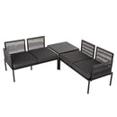 Eden 4-Seater Outdoor Lounge Set with Coffee Table in Black-Stylish Textile and Rope Design-2