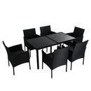 Outdoor Minimalist Black Wicker 6-Seater Dining Set-3