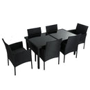 Outdoor Minimalist Black Wicker 6-Seater Dining Set-4