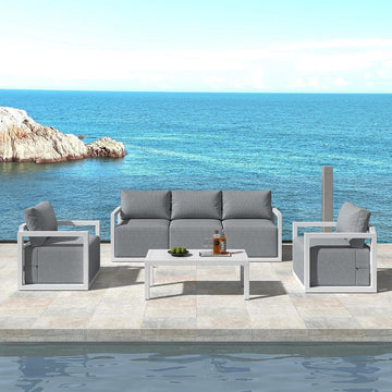Alfresco 5-Seater Deep-Seated Patio Set – White - 0