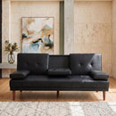 3 Seater Adjustable Sofa Bed With Cup Holder Black-1