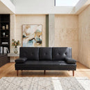 3 Seater Adjustable Sofa Bed With Cup Holder Black-2