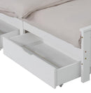 2 x Wooden Bed Frame Storage Trundle Drawers-White-1