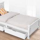 2 x Wooden Bed Frame Storage Trundle Drawers-White-3